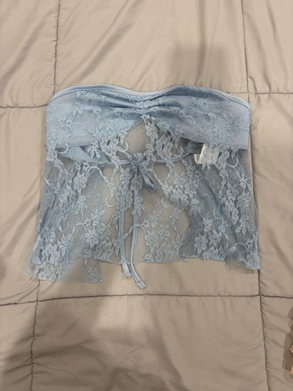 SHEIN Light Blue Lace Strapless Bandeau